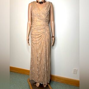 Juno Dress Collection Evening Gown Beige Lace Elegant Maxi Size S